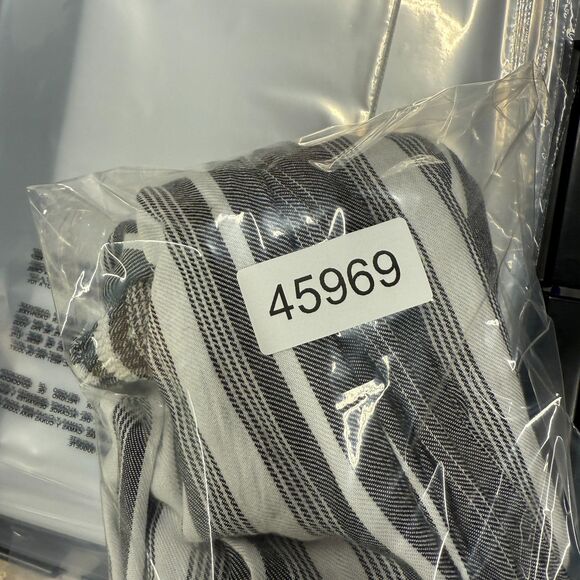 Peyton Jensen Pants Women XS Gray Striped High Rise Chino Flat Front Wide Leg - Picture 9 of 9